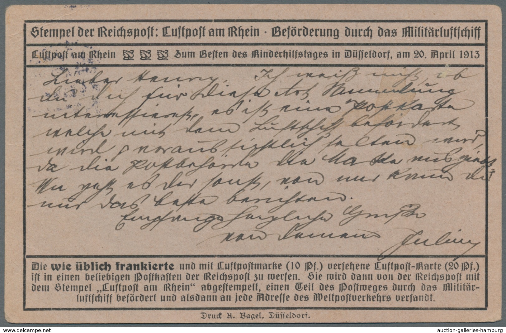 Deutsches Reich - Halbamtliche Flugmarken: 1913, "10 Pfg. Kobalt", Zweimal Auf Zwei Verschiedenfarbi - Correo Aéreo & Zeppelin