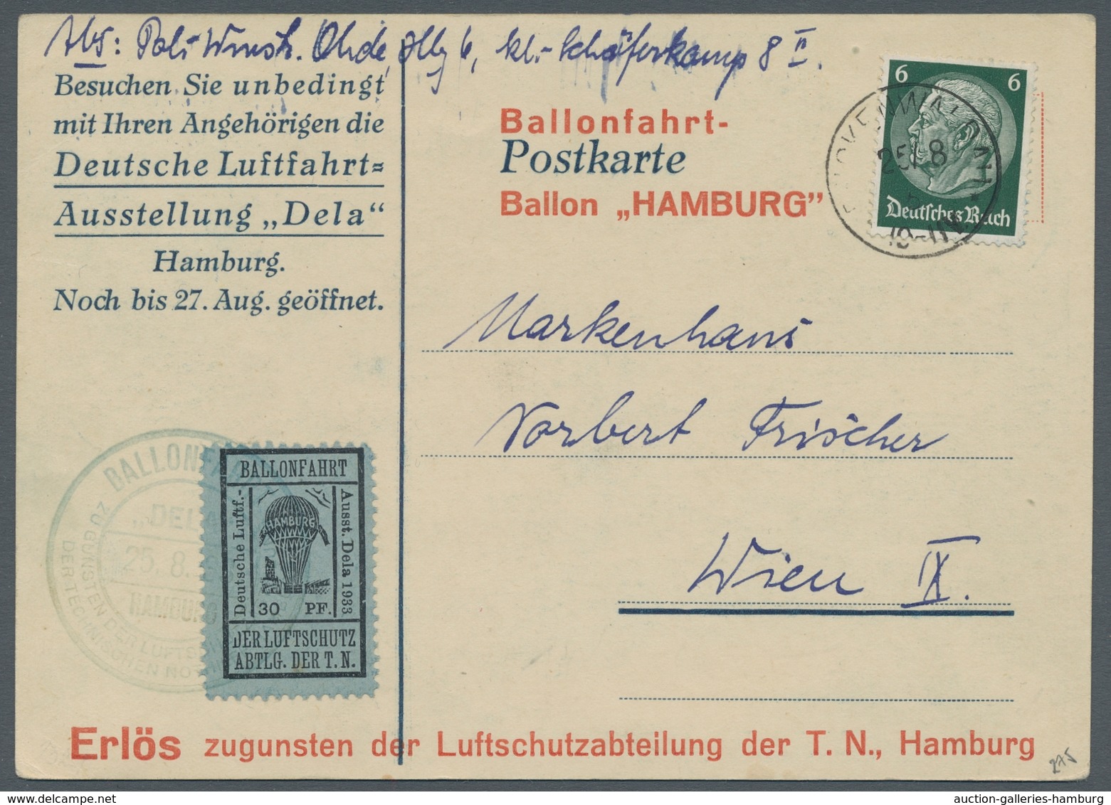 Deutsches Reich - Halbamtliche Flugmarken: 1923, "30 Pfg. Auf Hellultramarin Mit PLF Oben Gebrochene - Correo Aéreo & Zeppelin