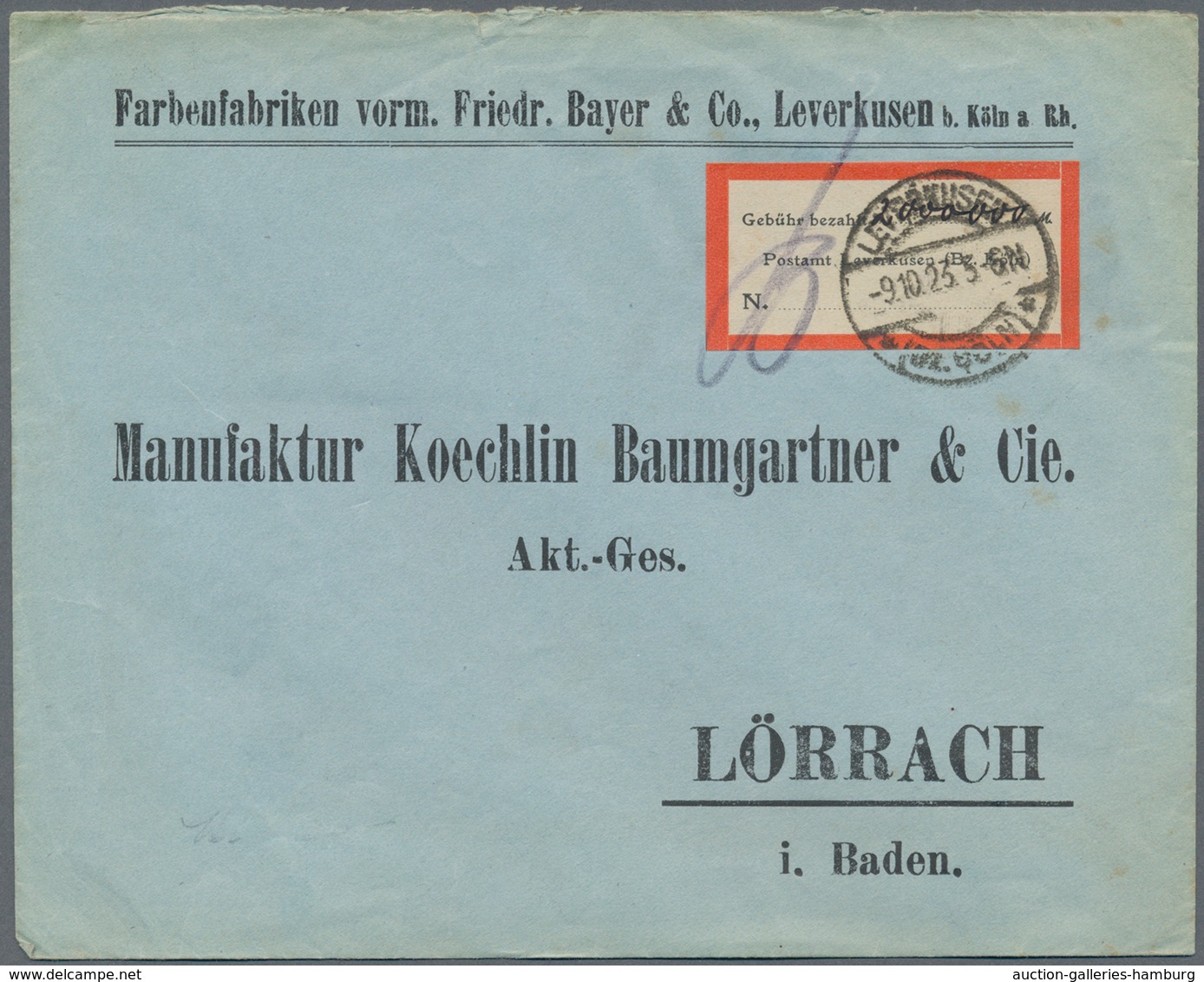 Deutsches Reich - Lokalausgaben 1918/23: LEVERKUSEN, BRAUNSCHWEIG: 1923, Braunschweig-Gebr. Behrens - Covers & Documents