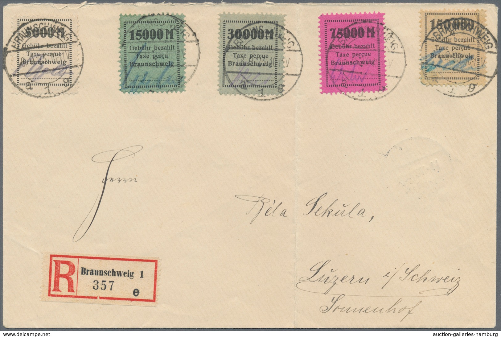Deutsches Reich - Lokalausgaben 1918/23: LEVERKUSEN, BRAUNSCHWEIG: 1923, Braunschweig-Gebr. Behrens - Cartas & Documentos