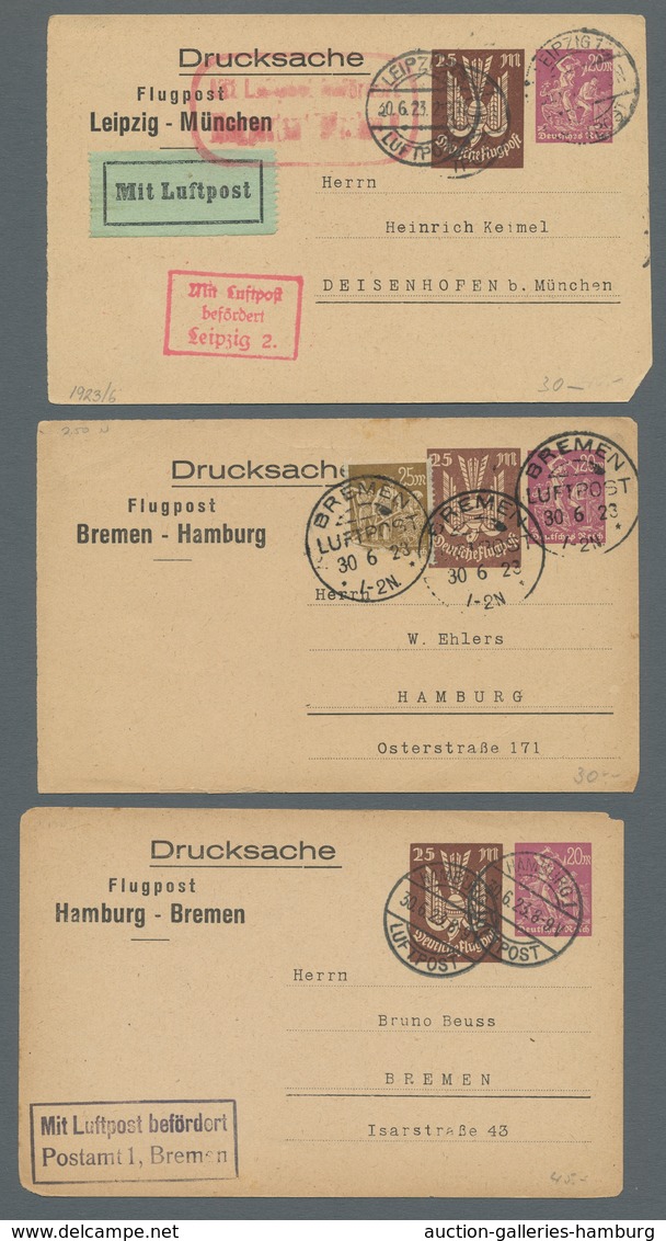 Deutsches Reich - Ganzsachen: 1914-1927, Flugpost, 13 Karten, Meist Ganzsachen Mit Interessanten Fra - Otros & Sin Clasificación