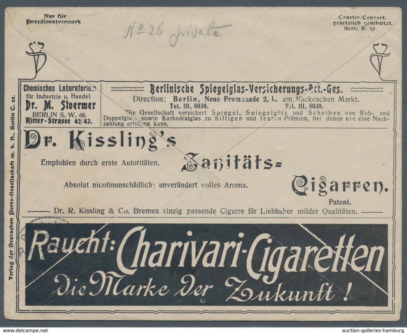 Deutsches Reich - Privatganzsachen: 1902 (ca.), "10 Pfg. Germania"-Privatganzsachenumschlag (Courier - Otros & Sin Clasificación