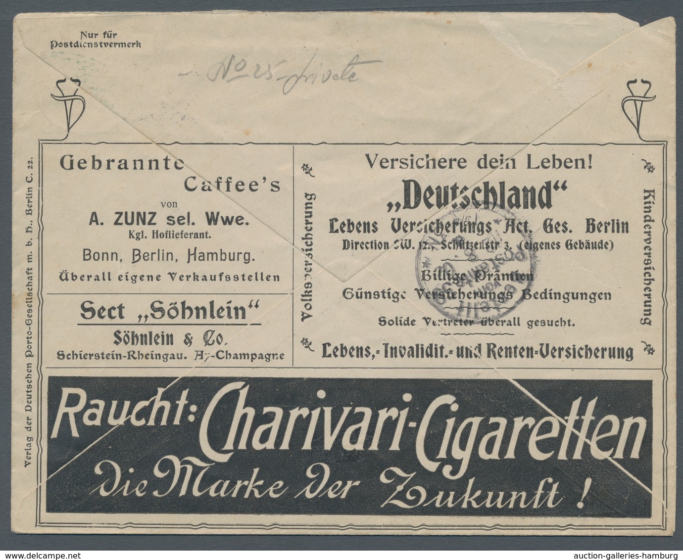 Deutsches Reich - Privatganzsachen: 1902 (ca.), "5 Pfg. Germania"-Privatganzsachenumschlag (Courier- - Otros & Sin Clasificación