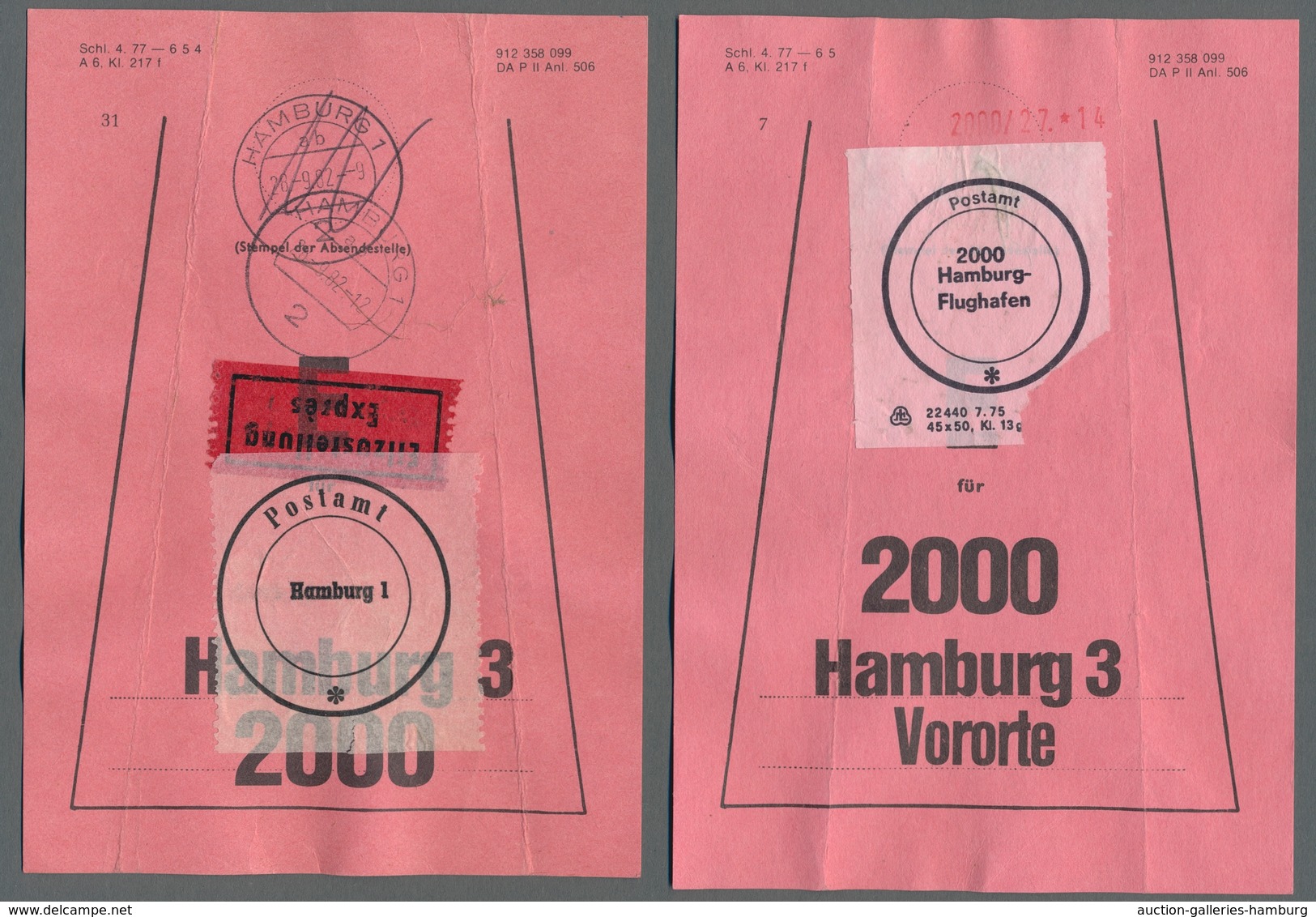 Heimat: Hamburg: 1980-1983, Sammlung Von 111 Gestempelten Beutelfahnen Für Einschreibsendungen Mit A - Other & Unclassified