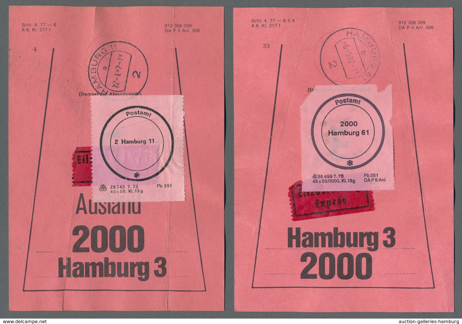 Heimat: Hamburg: 1980-1983, Sammlung Von 111 Gestempelten Beutelfahnen Für Einschreibsendungen Mit A - Otros & Sin Clasificación