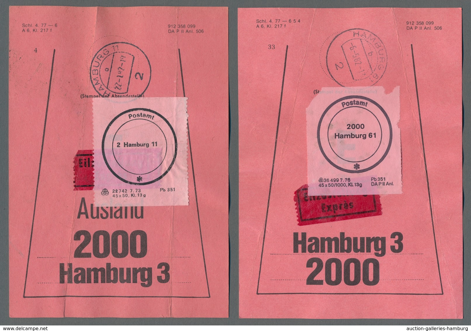 Heimat: Hamburg: 1980-1983, Sammlung Von 111 Gestempelten Beutelfahnen Für Einschreibsendungen Mit A - Other & Unclassified