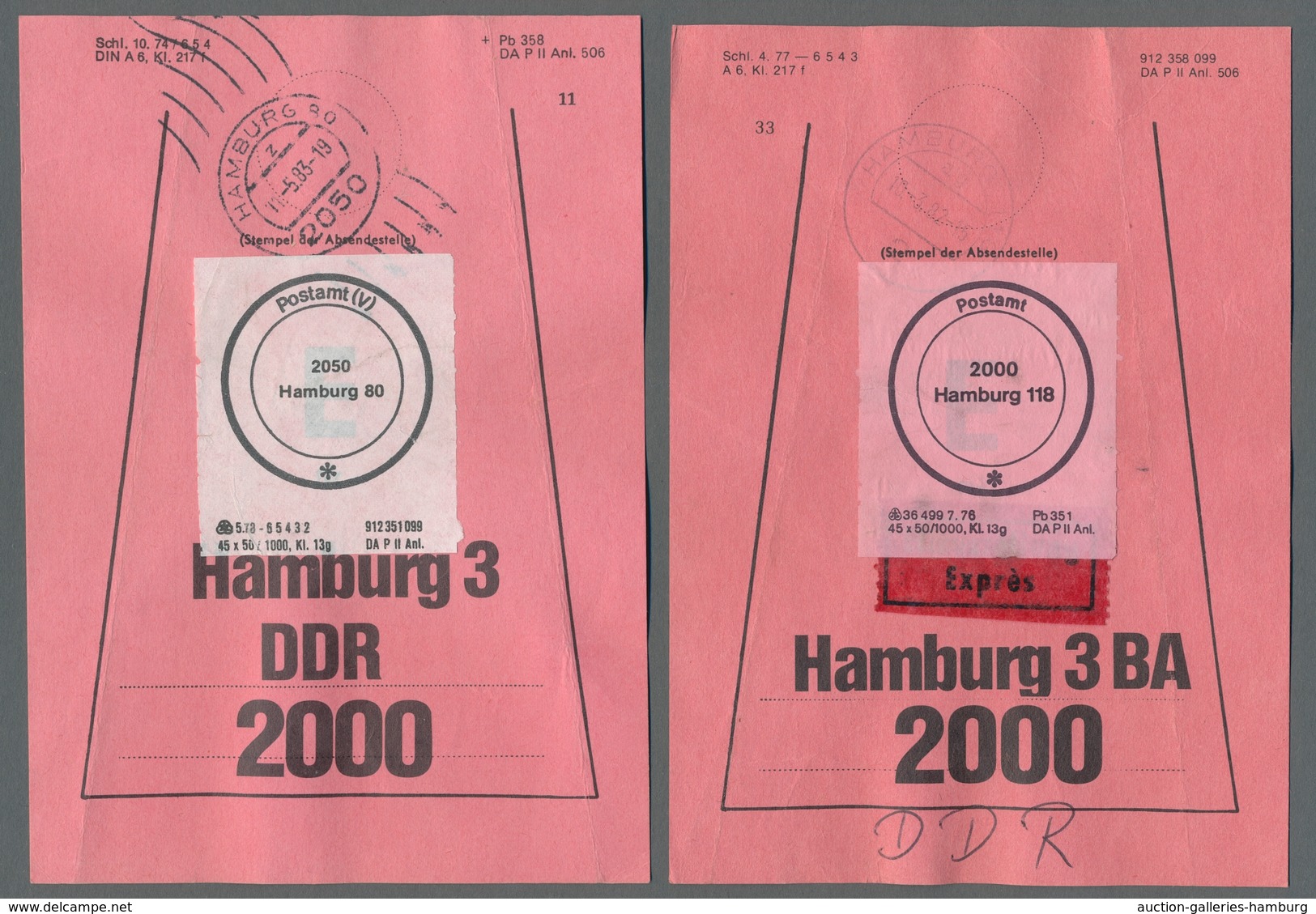 Heimat: Hamburg: 1980-1983, Sammlung Von 111 Gestempelten Beutelfahnen Für Einschreibsendungen Mit A - Otros & Sin Clasificación