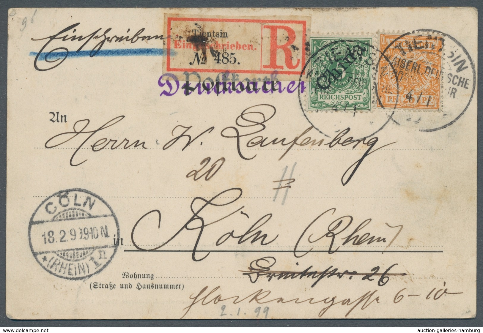 Deutsche Post In China - Mitläufer: 1899, "25 Pfg. Krone/Adler" Mit DPC Mi. 2 I Als Portorichtige Mi - China (offices)