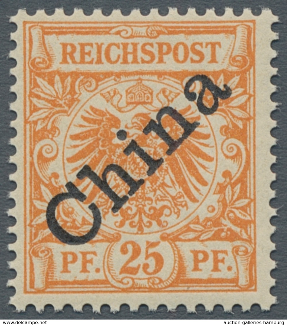 Deutsche Post In China: 1898, 25 Pf Orange, Diagonaler Aufdruck Mit Seltenen Plattenfehler "I" In Re - China (offices)