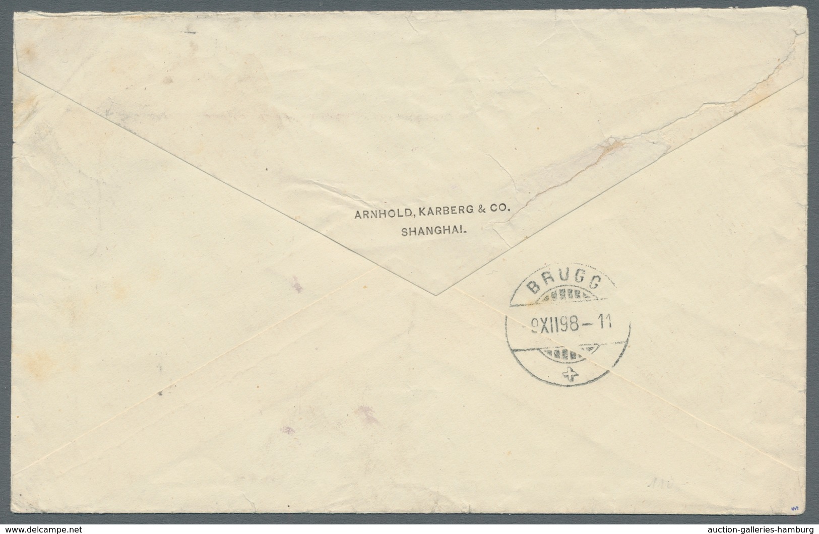 Deutsche Post In China: 1898, Krone/Adler 20 Pfennig Diagonalaufdruck Auf Gedrucktem Firmenbrief "Ar - Cina (uffici)