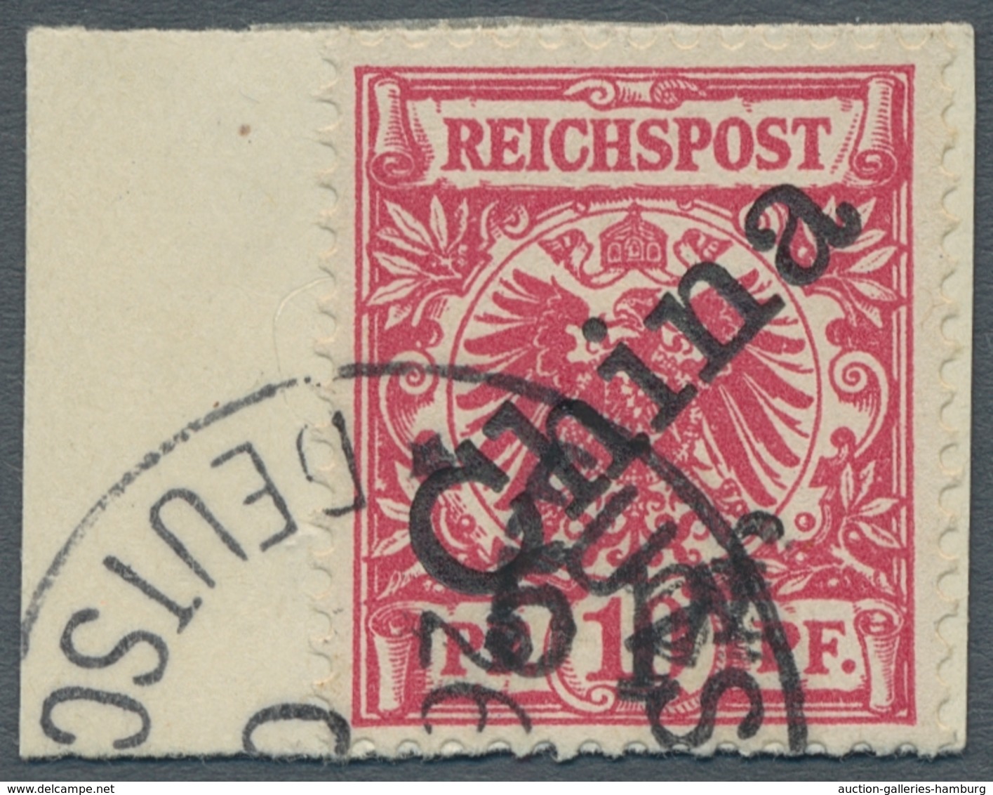 Deutsche Post In China: 1900, 5 Pf A. 10 Pfg, Sogen. Futschau Provsorium, Diagonaler Aufdruck, Saube - Deutsche Post In China