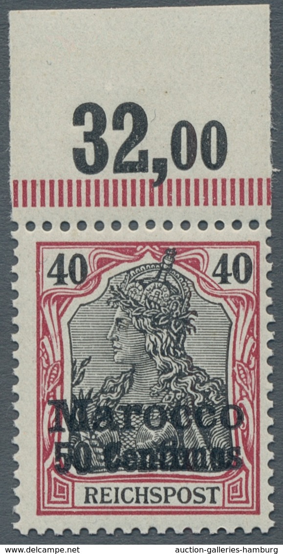 Deutsche Post in Marokko: 1903, 3 Cent bis 1 Peseta, ohne die 10 C rot, amtlich nicht ausgegebener S