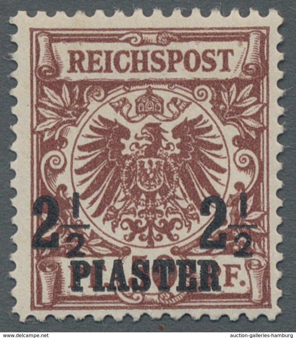 Deutsche Post In Der Türkei: 1889, 10 PA Bis 2 1/2 PIA, A. Krone Adler, Aufdrucksatz Postfrisch, Ein - Deutsche Post In Der Türkei