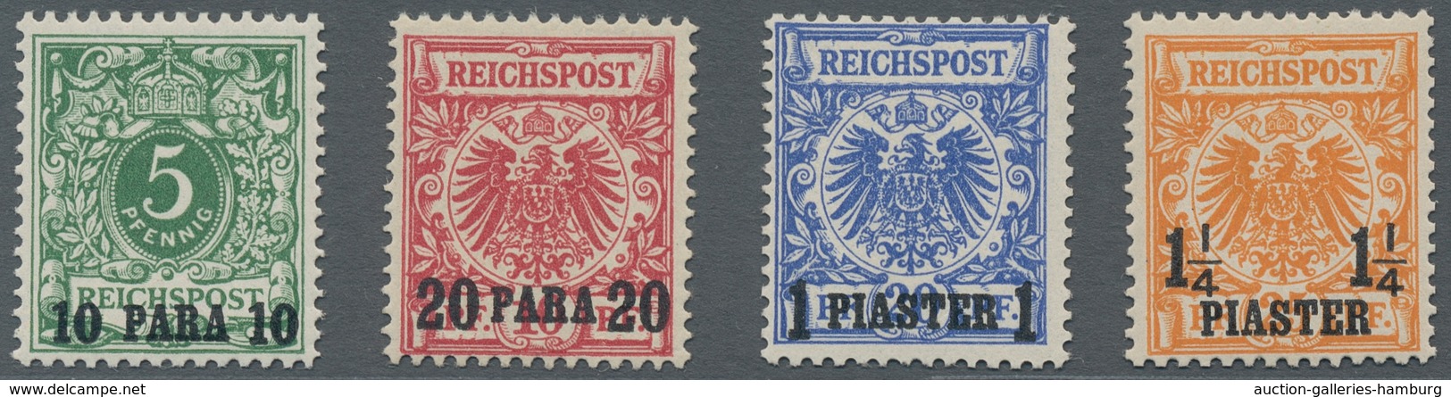 Deutsche Post In Der Türkei: 1889, 10 PA Bis 2 1/2 PIA, A. Krone Adler, Aufdrucksatz Postfrisch, Ein - Turquia (oficinas)