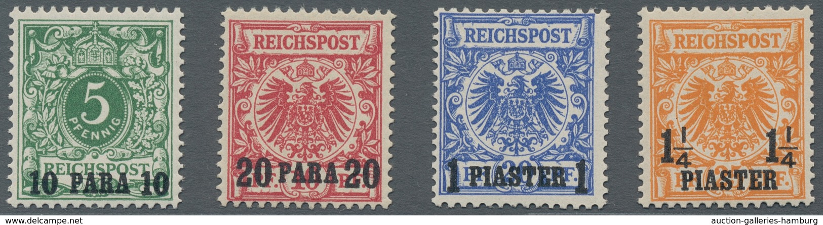 Deutsche Post In Der Türkei: 1889, 10 PA Bis 2 1/2 PIA, A. Krone Adler, Aufdrucksatz Postfrisch, Ein - Deutsche Post In Der Türkei