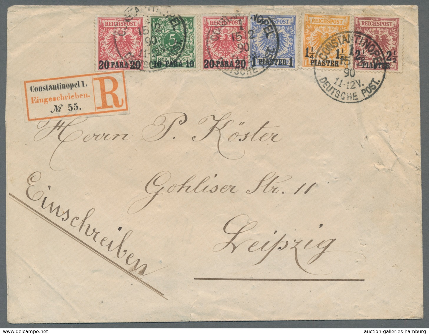 Deutsche Post In Der Türkei: 1889, Ein Satzbrief Der Besonderen Art - Der Komplette Satz Krone/Adler - Turkey (offices)