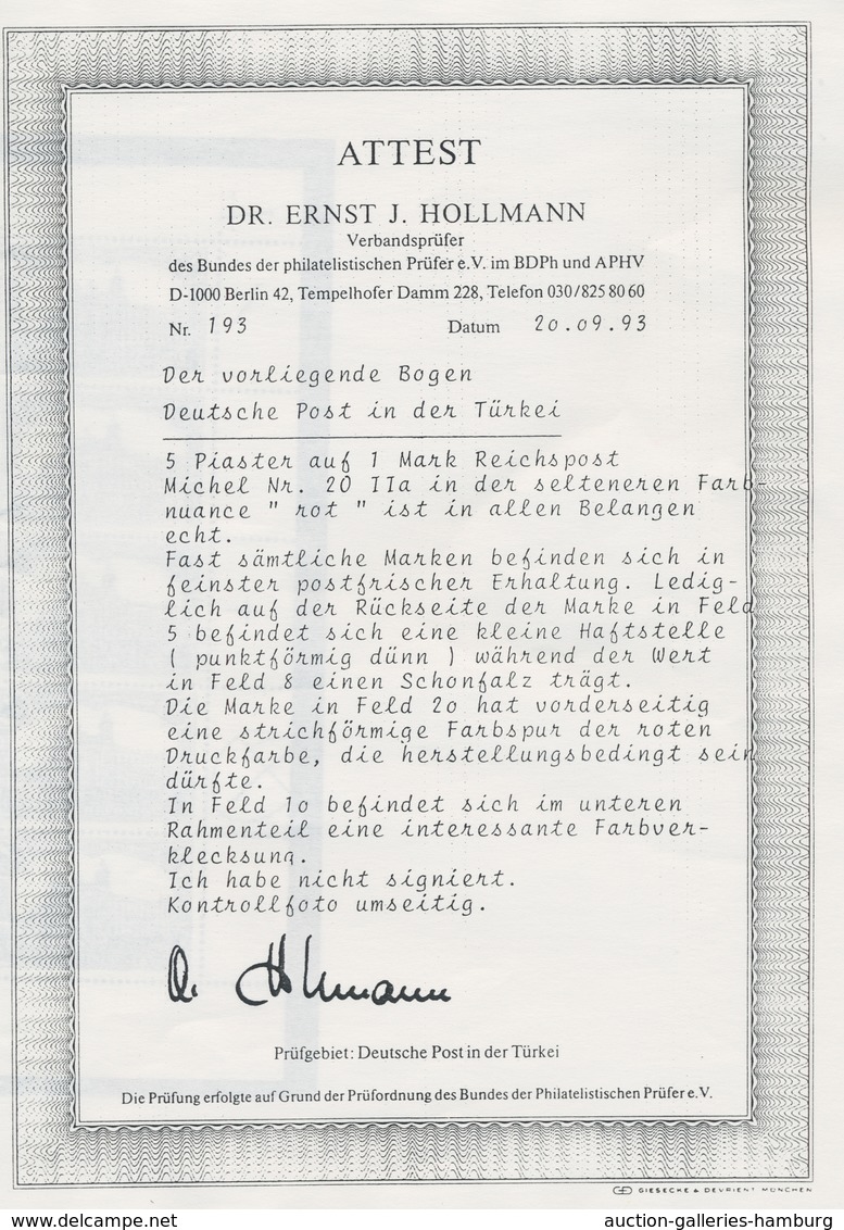 Deutsche Post in der Türkei: 1902, 10 PA bis 25 PIA Aufdrucktype II, kplt Satz, einwandfrei postfris