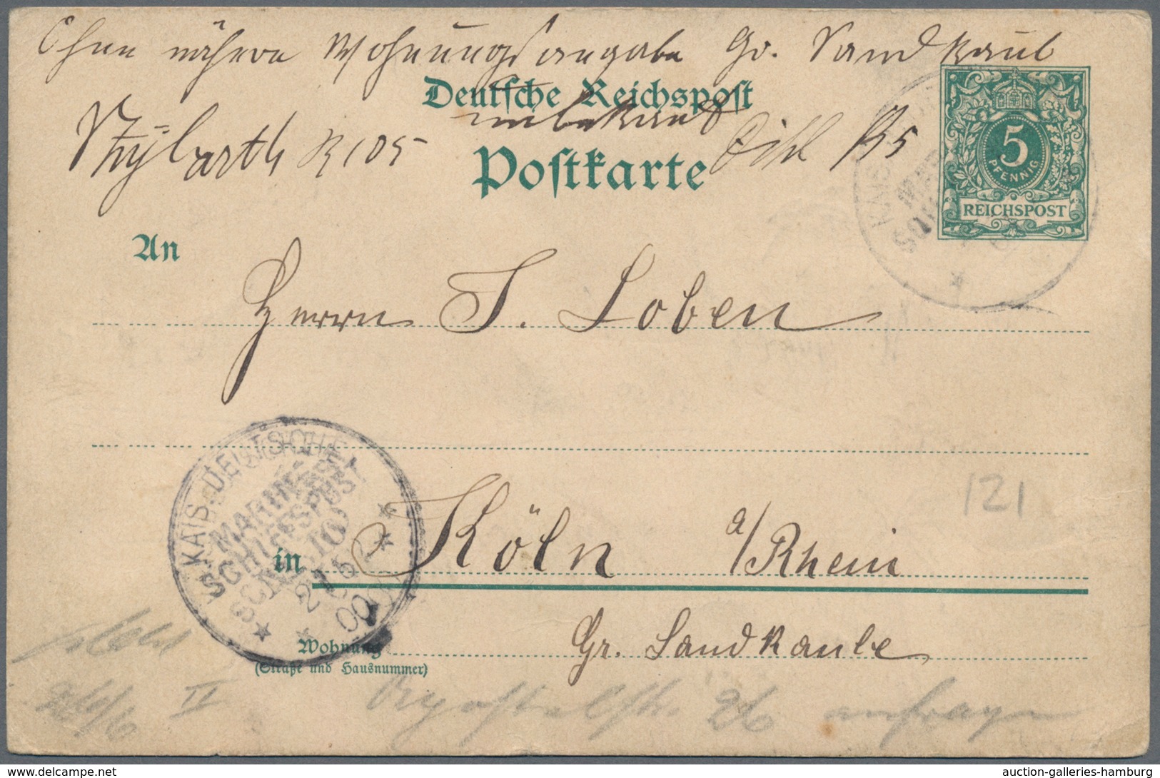 Deutsch-Ostafrika - Besonderheiten: 1900, 5 Pfg. Krone/Adler Ganzachenkarte Auf Der Rückseite Handil - África Oriental Alemana