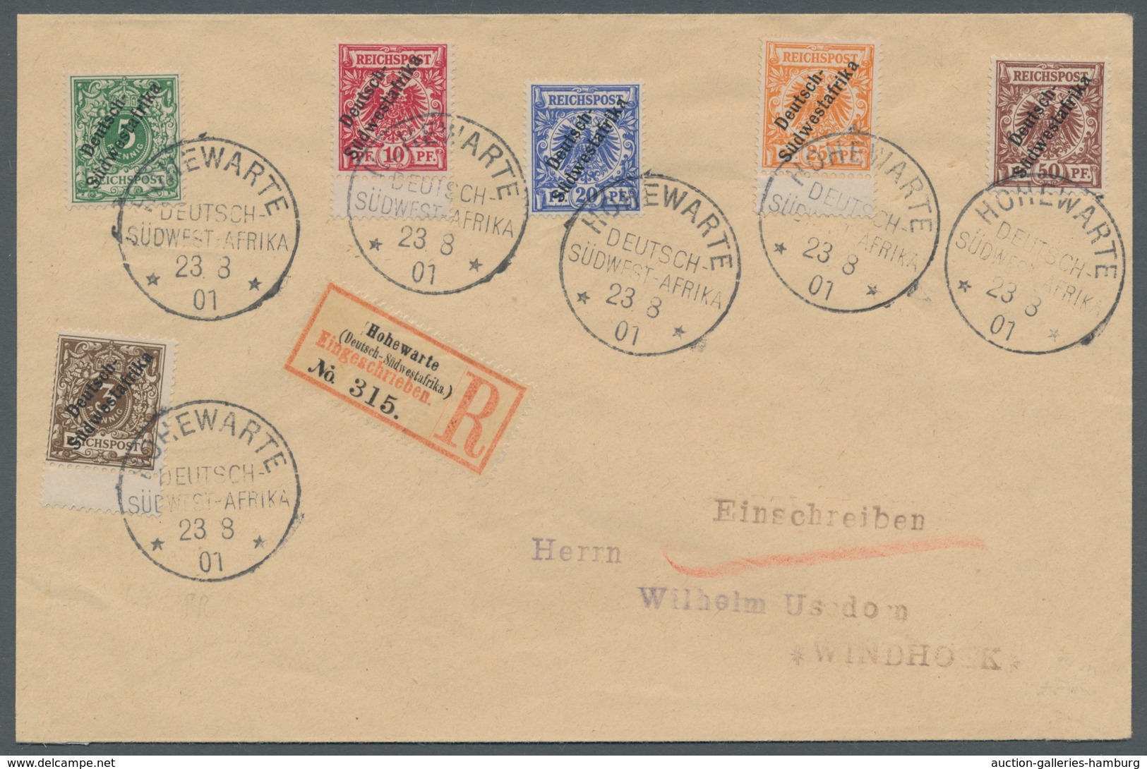 Deutsch-Südwestafrika: 1898, Krone/Adler Kompletter Satz Zu 6 Werten Mit Aufdruck Deutsch-Südwestafr - África Del Sudoeste Alemana