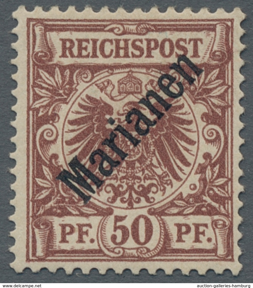 Deutsche Kolonien - Marianen: 1899, 50 Pf Rötlichbraun, Diagonaler Aufdruck, Postfrisches Gut Gezähn - Islas Maríanas