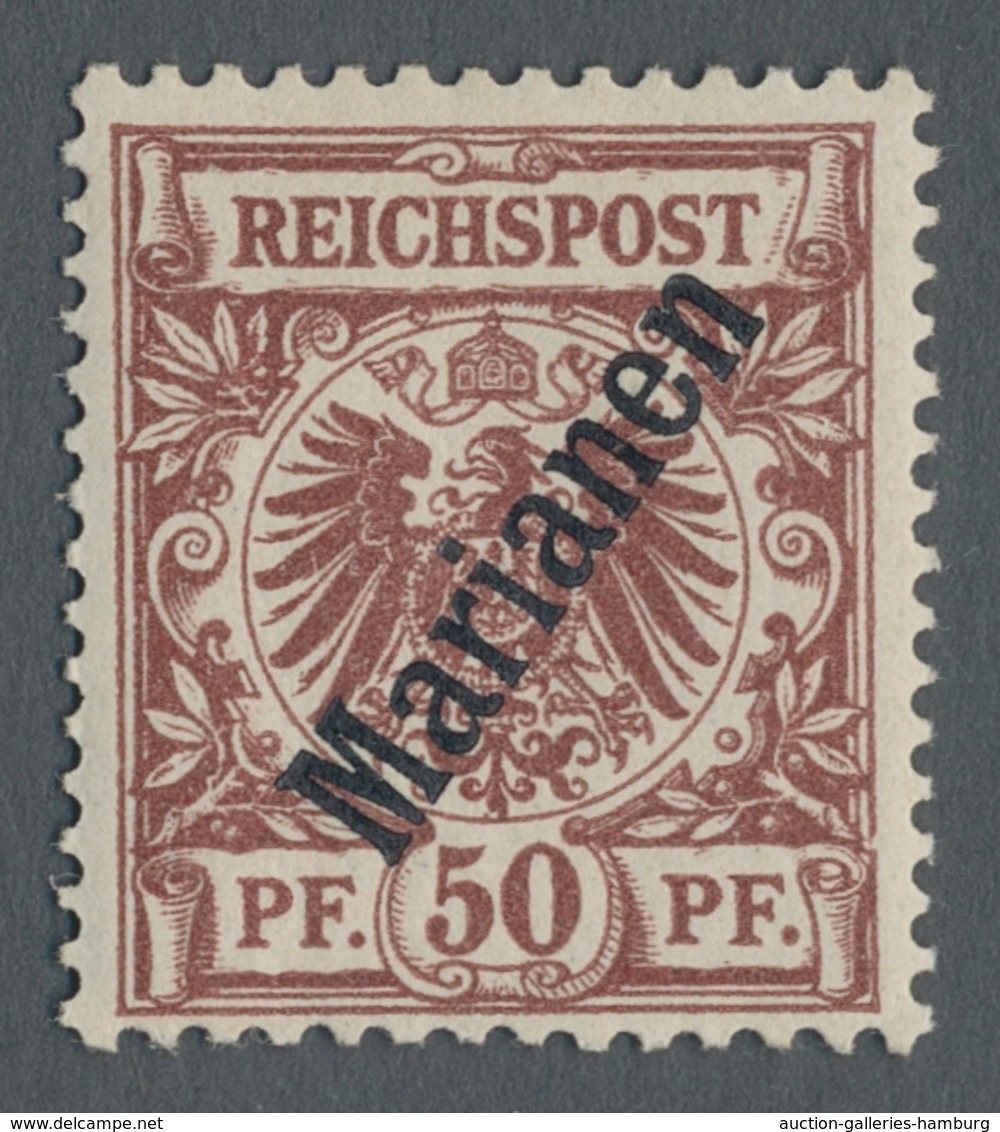 Deutsche Kolonien - Marianen: 1900, 3 Pf Bis 50 Pf, Steiler Aufdruck, Kompletter Postfrischer Satz, - Islas Maríanas