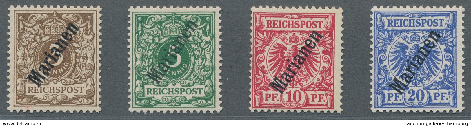 Deutsche Kolonien - Marianen: 1900, 3 Pf Bis 50 Pf, Steiler Aufdruck, Kompletter Postfrischer Satz, - Mariana Islands