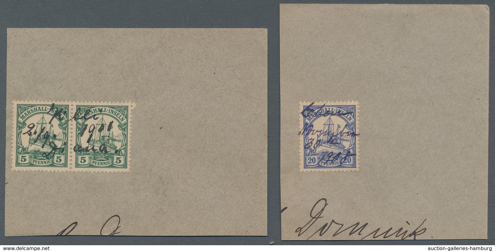 Deutsche Kolonien - Marshall-Inseln - Besonderheiten: 1901/1916 Atollpost, 4 Große Briefstücke, Fede - Marshall Islands