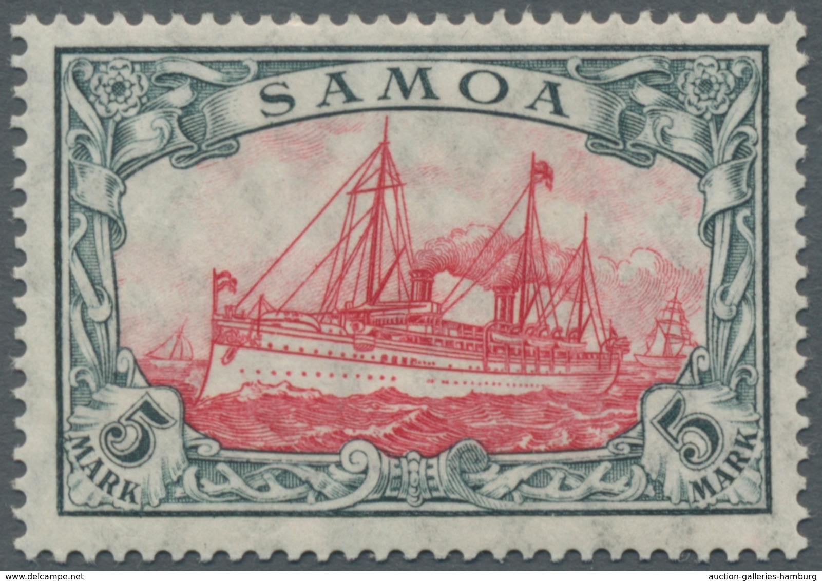 Deutsche Kolonien - Samoa: 1915, 5 Mark Kaiseryacht Im Friedensdruck, Tadelloses Stück Mit Falzspur - Samoa