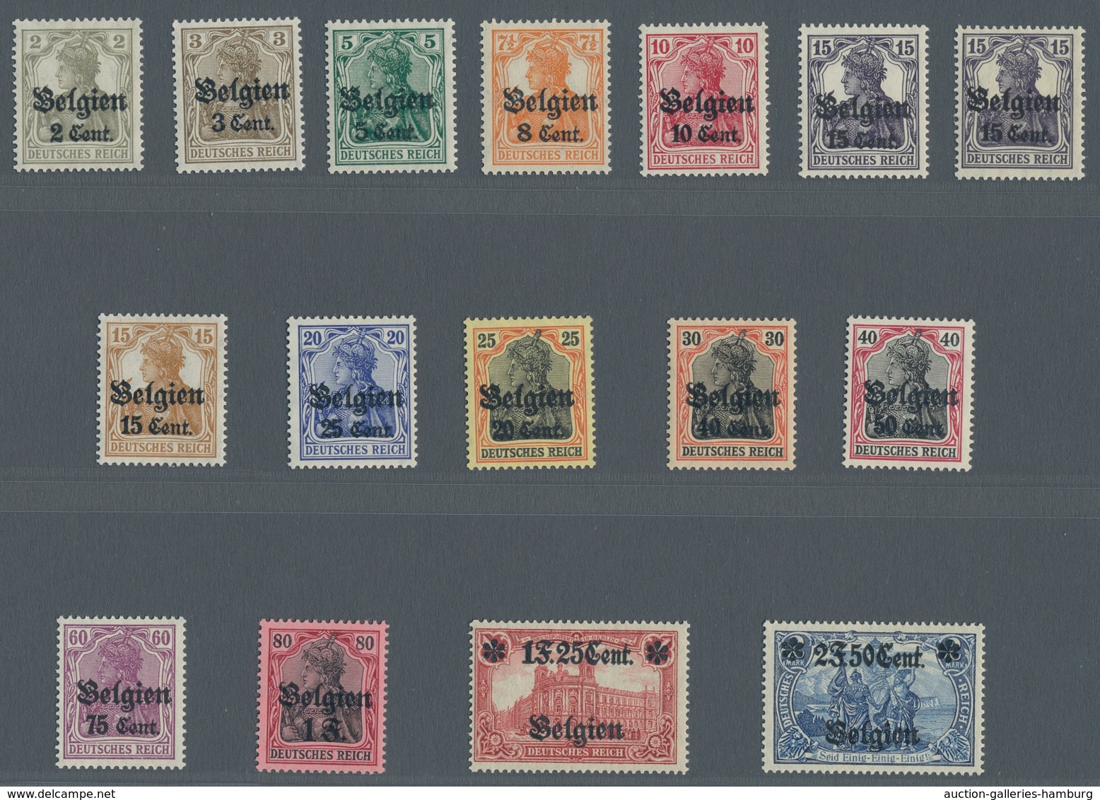 Deutsche Besetzung I. WK: Landespost In Belgien: 1916, "Aufdruckausgabe", Postfrischer Satz In Tadel - Ocupación 1914 – 18