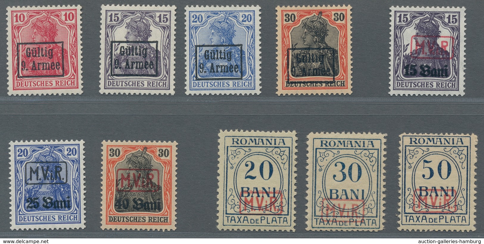 Deutsche Besetzung I. WK: Rumänien - Portomarken: 1918, "5 Bis 50 Bani Ohne Wasserzeichen", Postfris - Occupation 1914-18