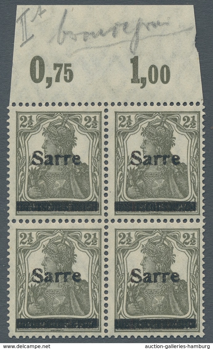 Deutsche Abstimmungsgebiete: Saargebiet: 1920, "2 ½ Pfg. Germania/Saar Bronzegrau Mit Aufdruck In Ty - Cartas & Documentos
