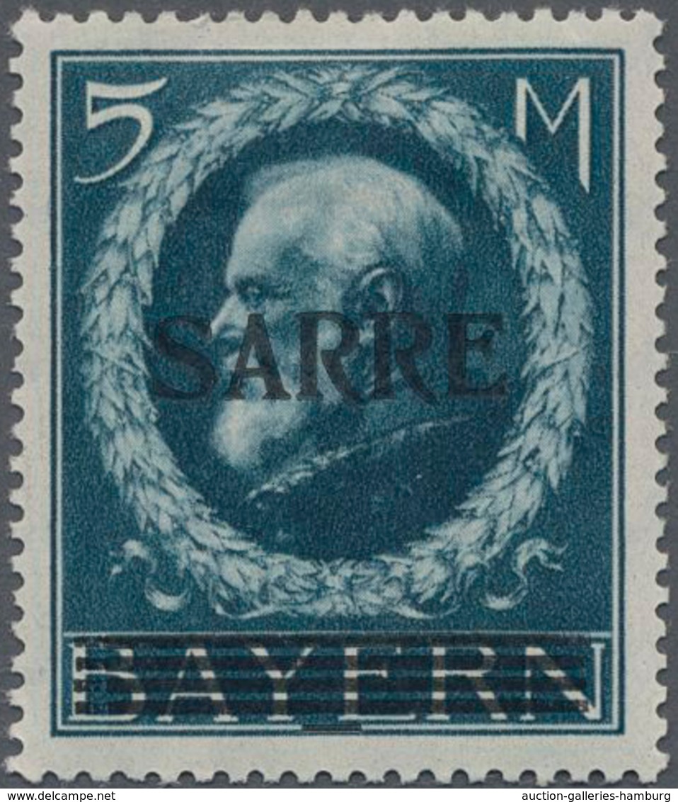 Deutsche Abstimmungsgebiete: Saargebiet: 1920, 5 Mark Bayern-Aufdruck Mit ABART "fetter Kontrollstri - Covers & Documents
