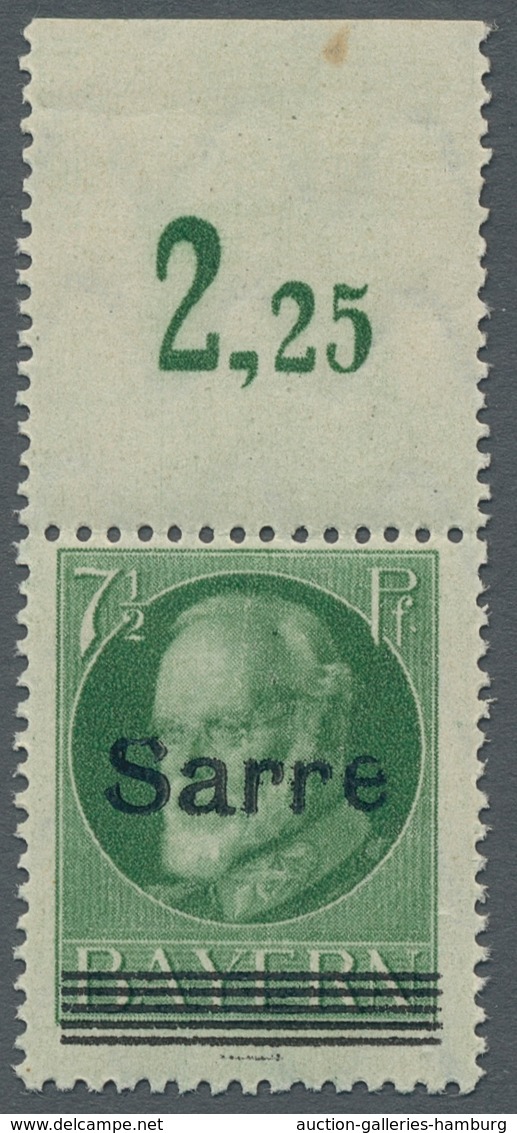 Deutsche Abstimmungsgebiete: Saargebiet: 1920, "7 ½ Pfg. Bayern/Sarre Mit Aufdruck-PLF L", Postfrisc - Cartas & Documentos