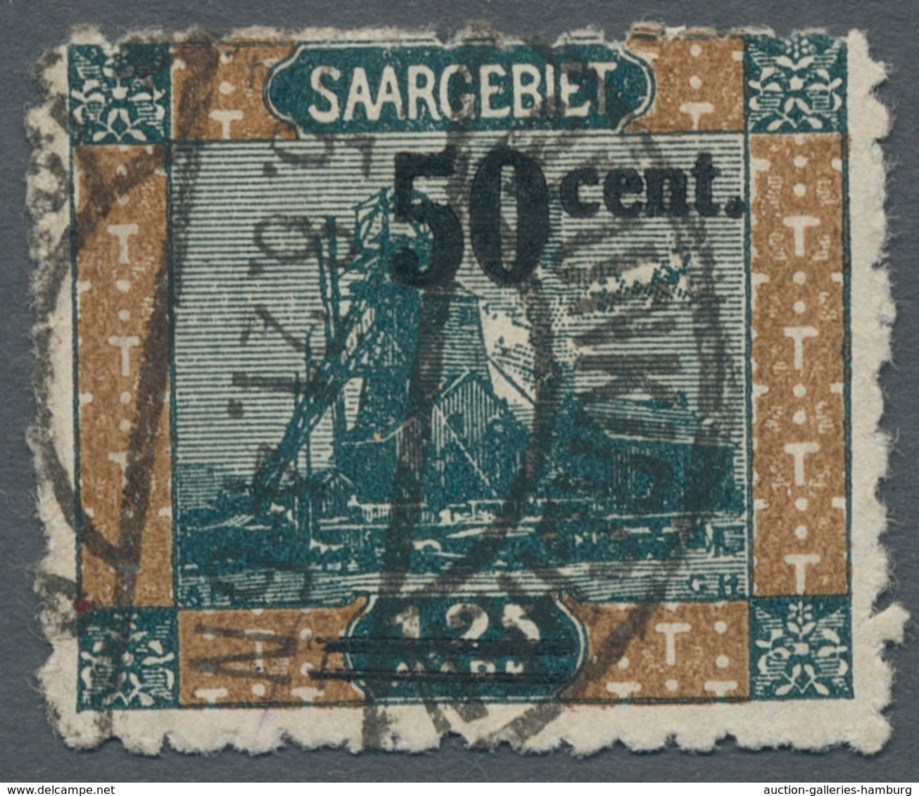 Deutsche Abstimmungsgebiete: Saargebiet: 1921, "50 C. Auf 1,25 Mk. Mit Zähnung B", Ungebrauchter Und - Cartas & Documentos