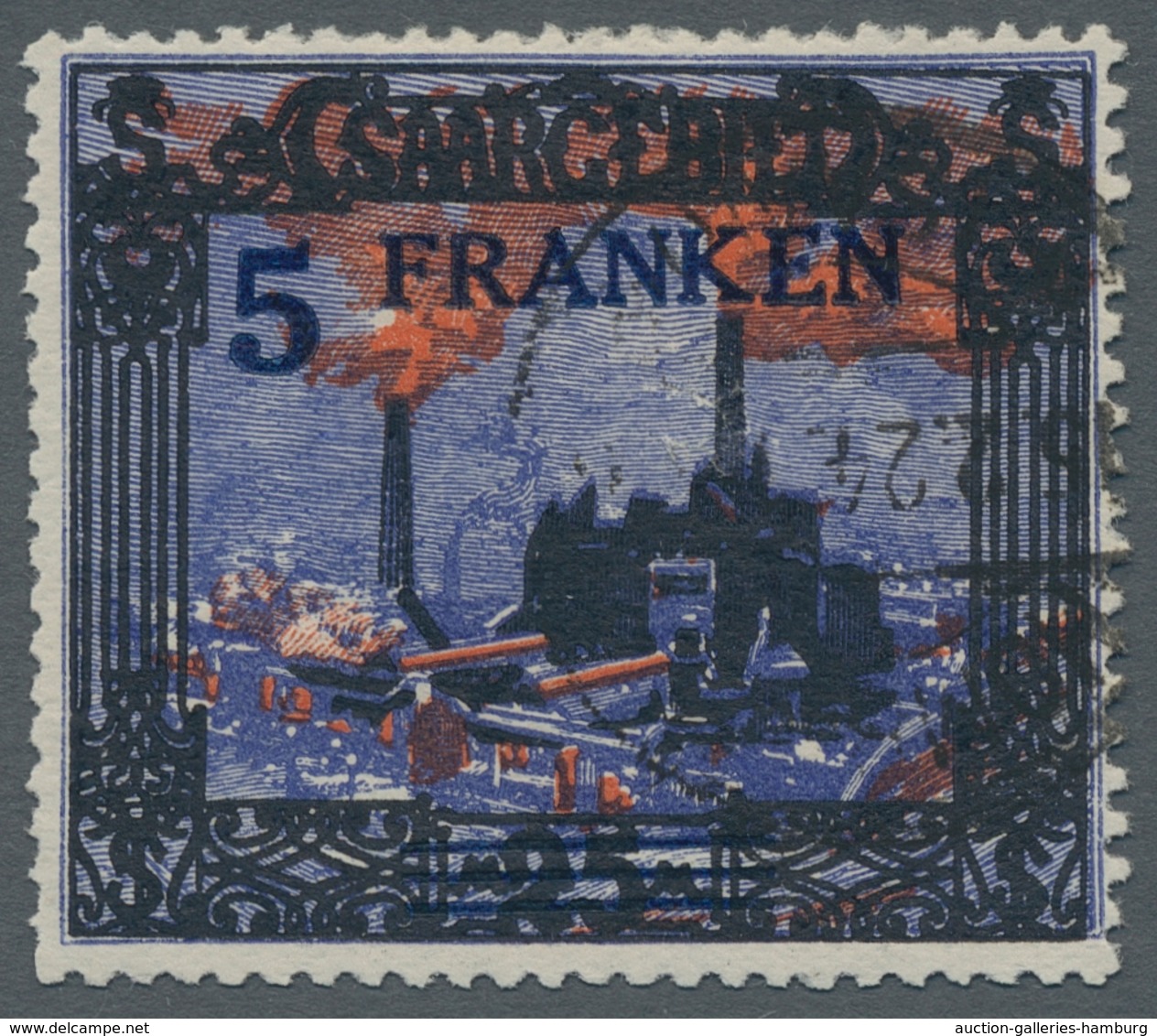 Deutsche Abstimmungsgebiete: Saargebiet: 1921, "5 Fr. Auf 25 Mk. Landschaftsbilder II Mit PLF II", S - Cartas & Documentos
