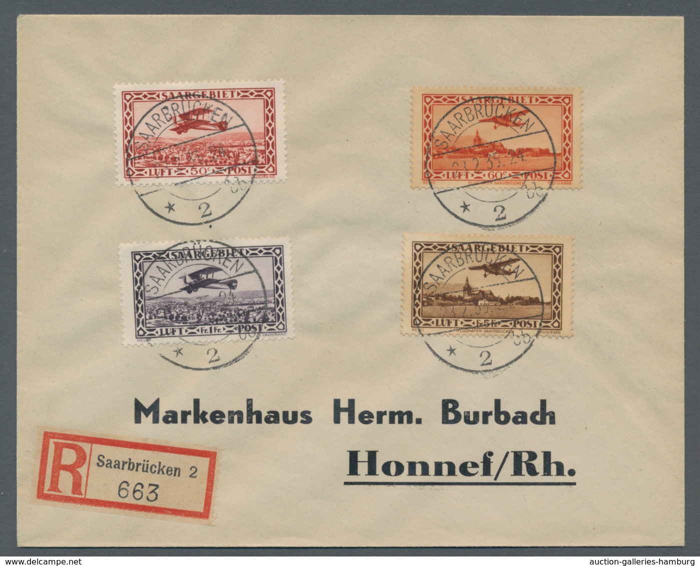 Deutsche Abstimmungsgebiete: Saargebiet: 1926/1932, Flugpostmarken, Beide Sätze Sauber Gest. Saarbrü - Cartas & Documentos
