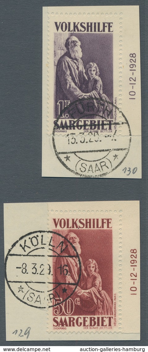 Deutsche Abstimmungsgebiete: Saargebiet: 1928, "50 C. Und 1 Bzw. 2 Fr. Volkshilfe", Sehr Sauber Gest - Cartas & Documentos