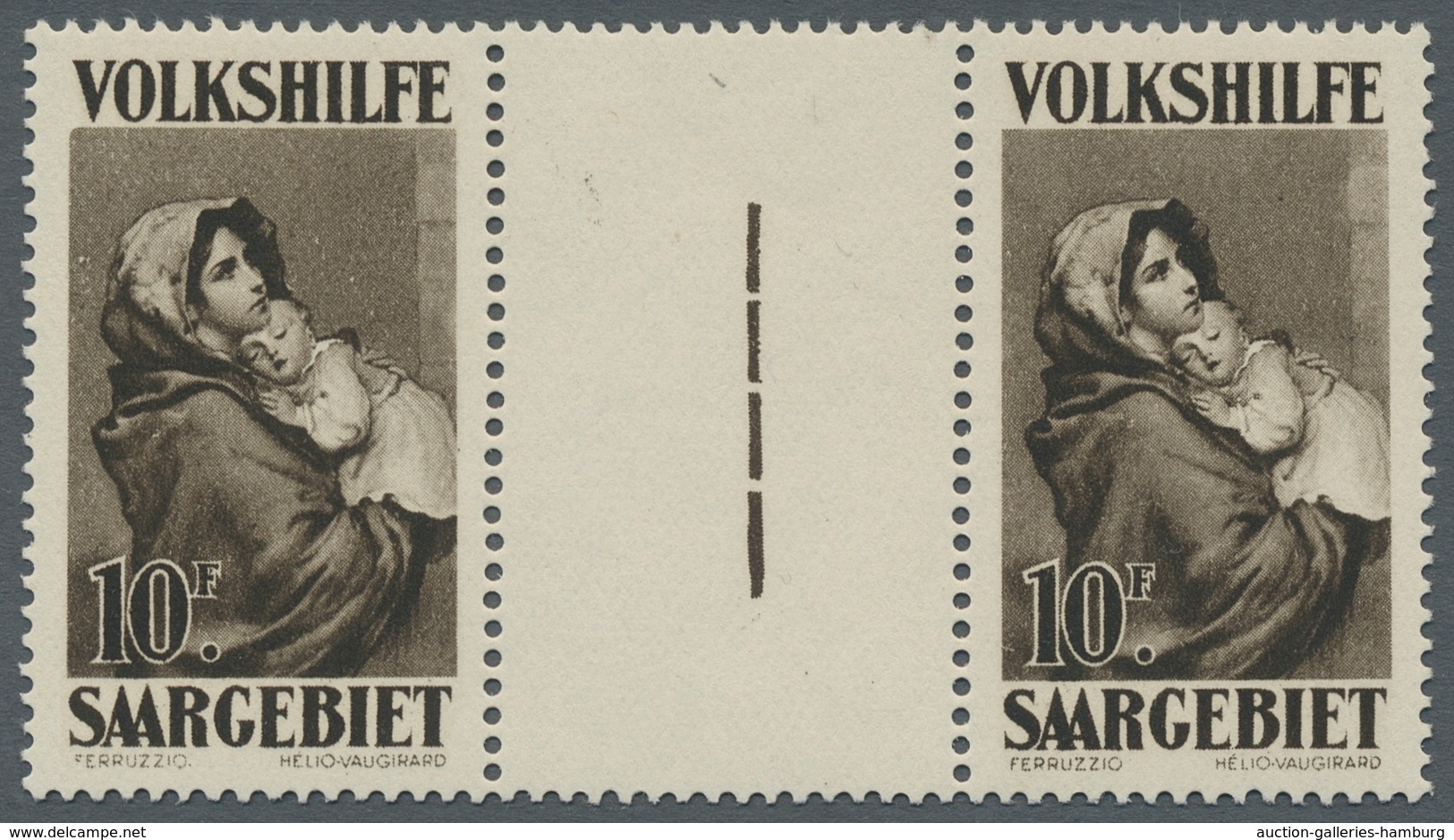Deutsche Abstimmungsgebiete: Saargebiet: 1929, "10 Fr. Volkshilfe Als Zwischenstegpaar", Postfrische - Cartas & Documentos