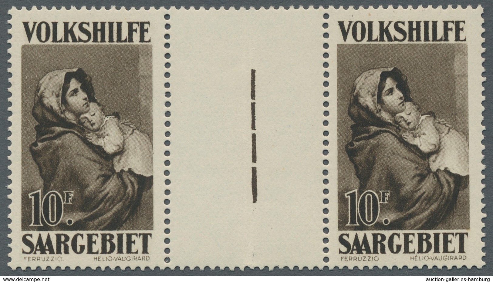 Deutsche Abstimmungsgebiete: Saargebiet: 1929, "10 Fr. Volkshilfe Als Zwischenstegpaar", Postfrische - Cartas & Documentos