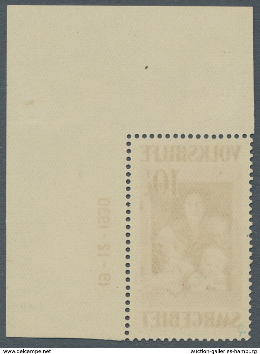 Deutsche Abstimmungsgebiete: Saargebiet: 1931, "Volkshilfe/Gemälde III", Eckrandsatz Mit Druckdatum, - Cartas & Documentos