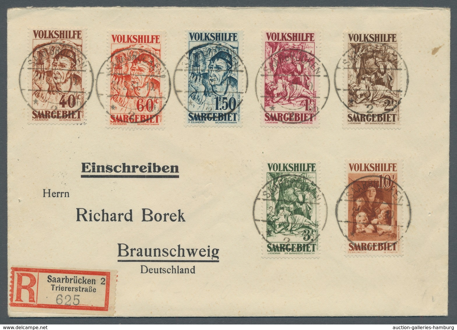 Deutsche Abstimmungsgebiete: Saargebiet: 1931, "Volkshilfe/Gemälde III", Je Wert Mit Zentralem SAARB - Cartas & Documentos