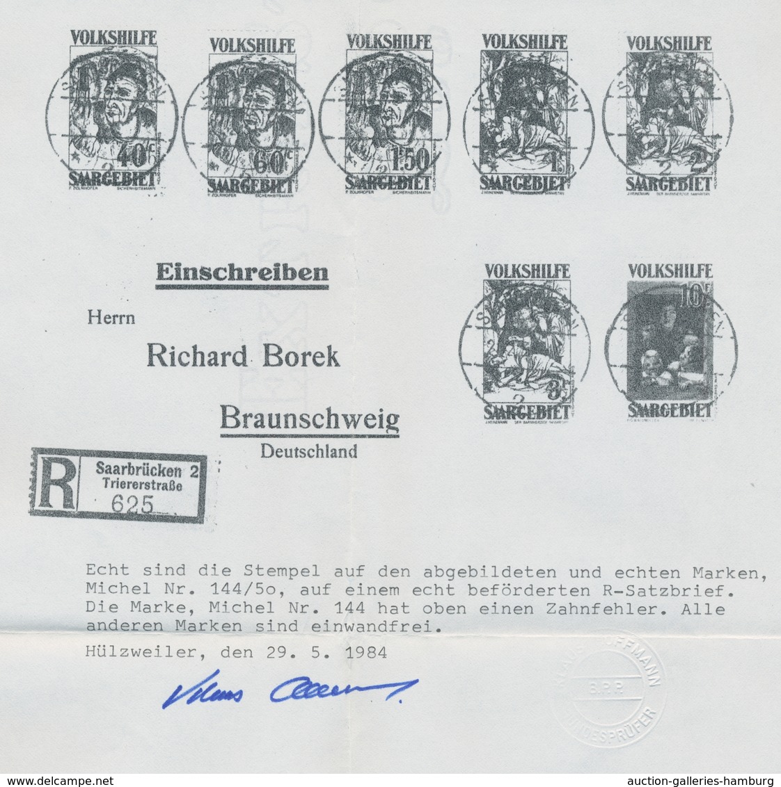 Deutsche Abstimmungsgebiete: Saargebiet: 1931, "Volkshilfe/Gemälde III", Je Wert Mit Zentralem SAARB - Briefe U. Dokumente