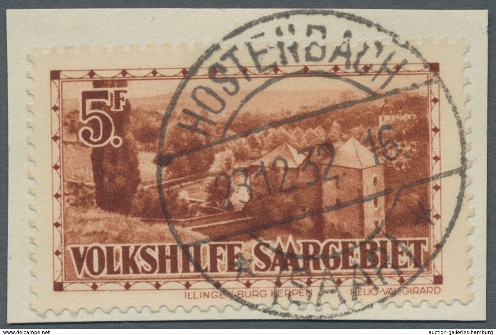 Deutsche Abstimmungsgebiete: Saargebiet: 1932, "5 Fr. Volkshilfe", Sauber Mit Seltenem HOSTENBACH * - Cartas & Documentos