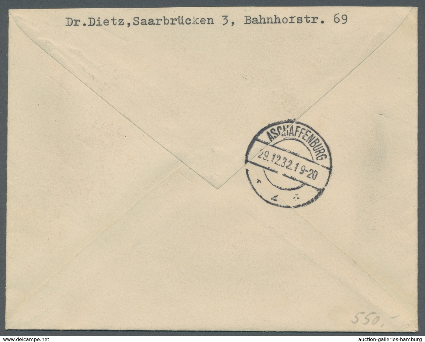 Deutsche Abstimmungsgebiete: Saargebiet: 1932, "5 Fr. Volkshilfe" Als EF Auf R-Brief Von SAARBRÜCKEN - Cartas & Documentos