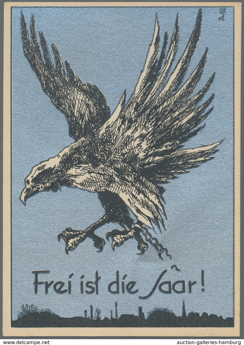 Deutsche Abstimmungsgebiete: Saargebiet: 1934/35, Sehr Seltene Propagandakarte "Adler Mit Gesprengte - Cartas & Documentos