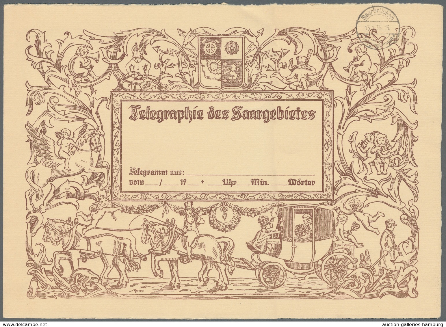 Deutsche Abstimmungsgebiete: Saargebiet: 1935, TELEGRAMM, Ungebrauchtes Telegramm Mit Vorausstempel - Cartas & Documentos