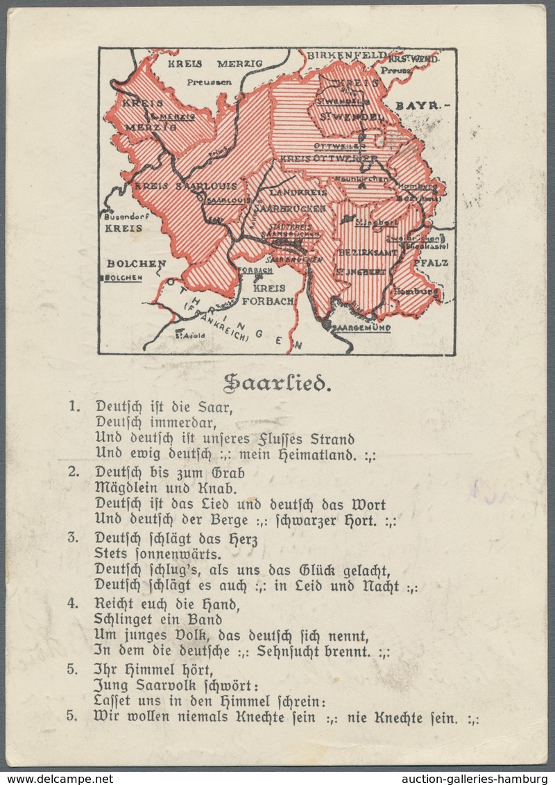 Deutsche Abstimmungsgebiete: Saargebiet: 1935, Volksabstimmung, zehn diverse Belege, Erinnerungs-/Pr
