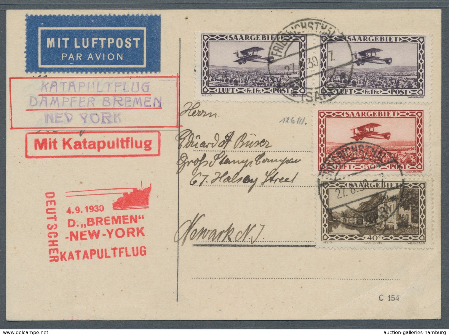 Deutsche Abstimmungsgebiete: Saargebiet: 1930, Katapult Nordatlantik, Zulieferung SAARGEBIET, Karte - Cartas & Documentos