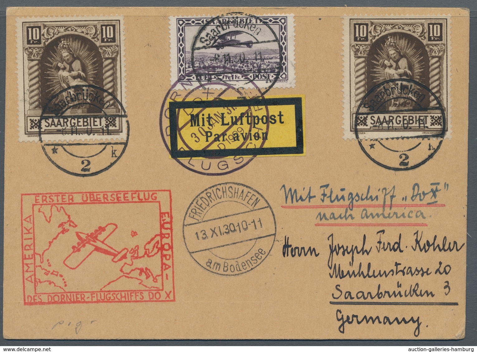 Deutsche Abstimmungsgebiete: Saargebiet: 1930, Aufgabe SAARGEBIET, Karte Mit Beidseitiger Wertvoller - Cartas & Documentos
