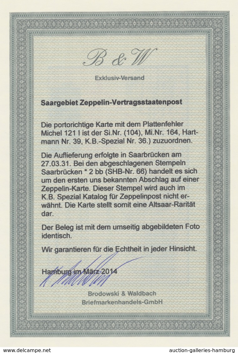 Deutsche Abstimmungsgebiete: Saargebiet - Besonderheiten: SAARBRÜCKEN * 2 Bb 27.3.31, Klarer Abschla - Covers & Documents
